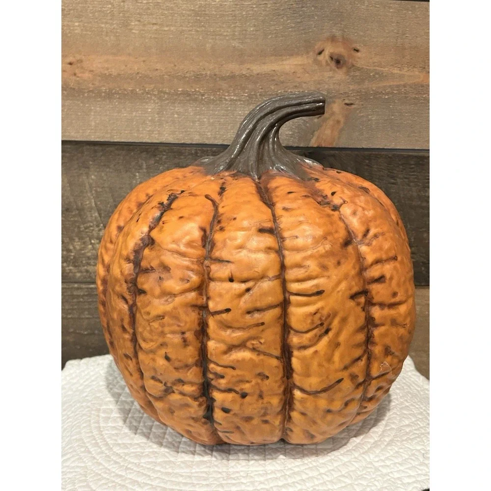 Rotten Flaming Pumpkin Timer LED Halloween‎ Prop Light-Up Jack-O'-Lantern Horror